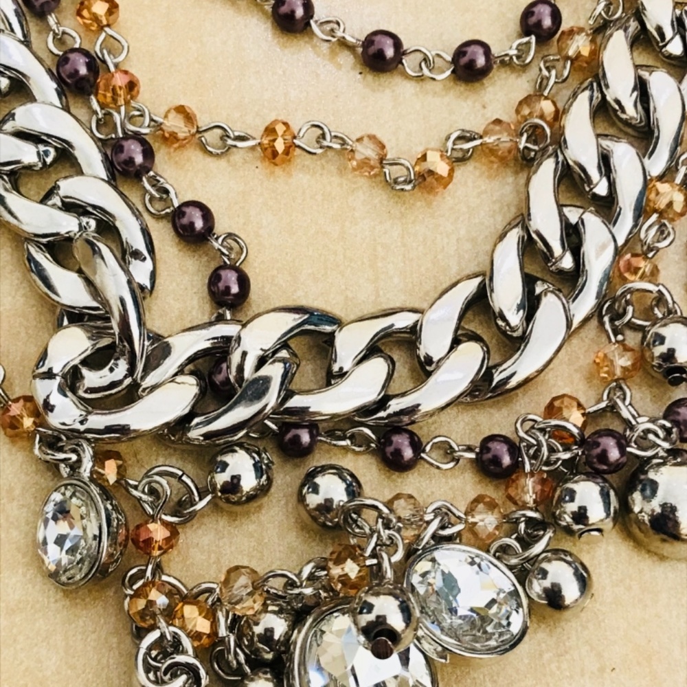 Cookie Lee Multi Strand Statement Necklace And Ea… - image 3